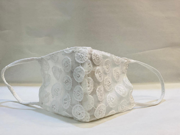 Hand Embroidered White Fancy Cloth Face Masks