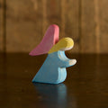 Handmade Wooden Kneeling Angel - Blue