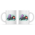 Ceramic Mug_TeeTurtle Harvest Haze Mug white mug featuring a sleeping black cat curled up beside a pumpkin and purple mushrooms in a peaceful autumn woodland scene.