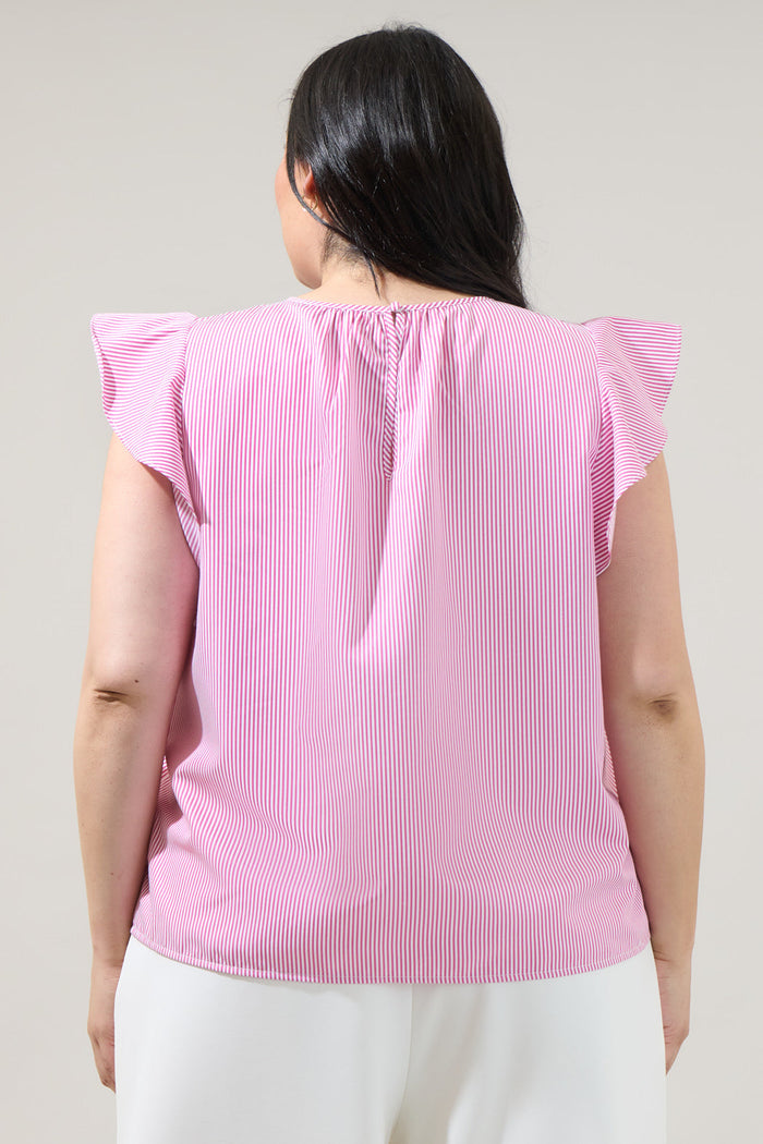 Hermas Striped Ruffle Top Curve