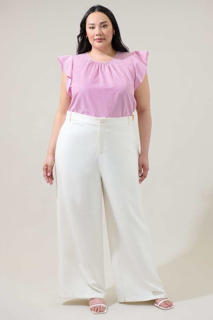 Hermas Striped Ruffle Top Curve