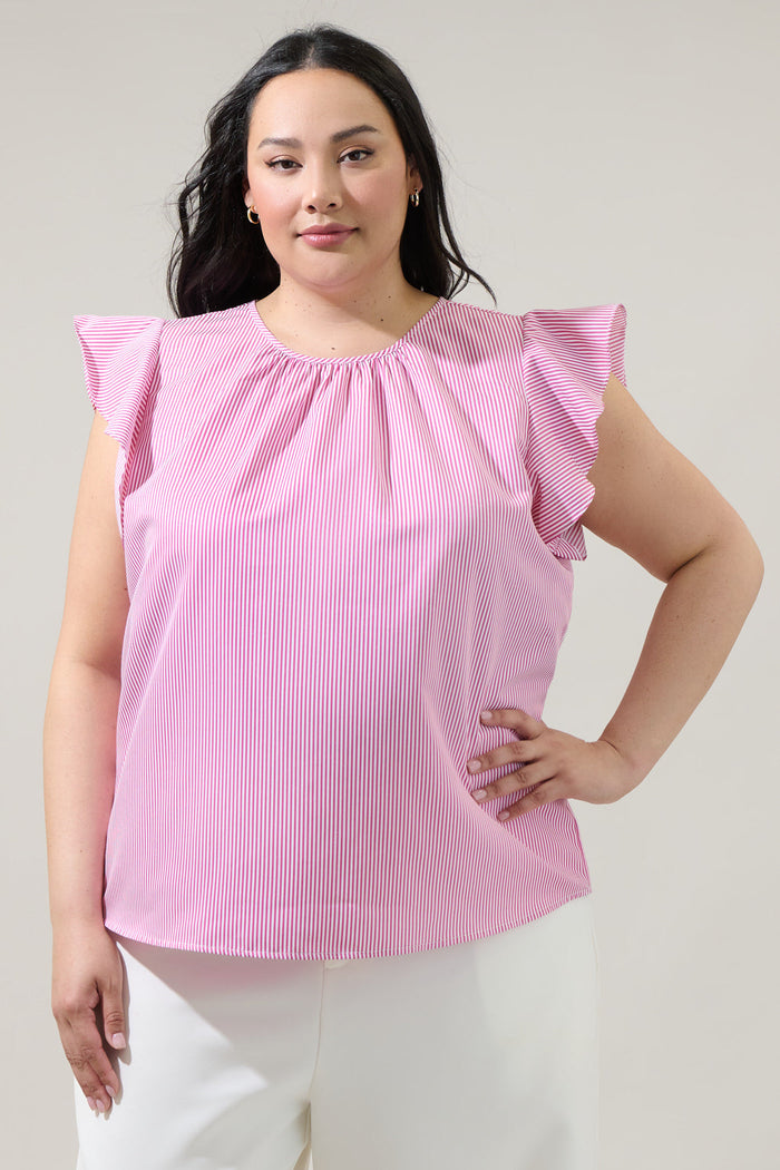 Hermas Striped Ruffle Top Curve