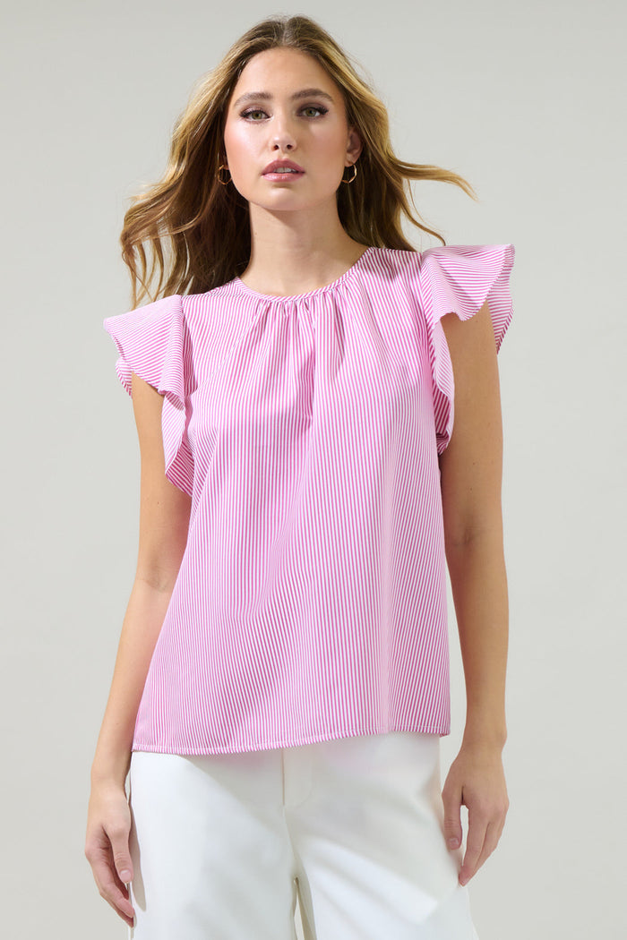 Hermas Striped Ruffle Top