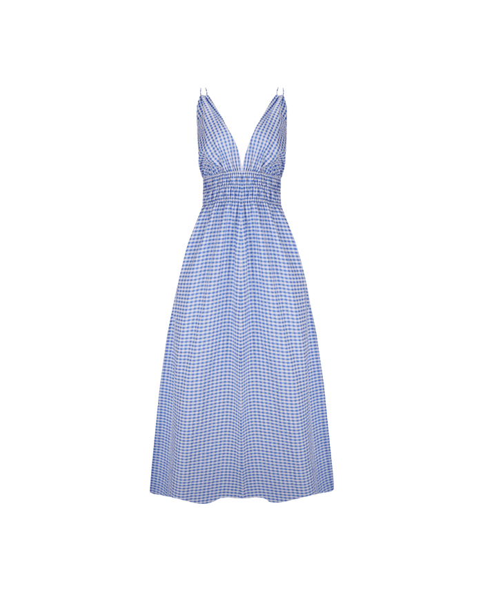 HERO MAXI DRESS BLUE GINGHAM