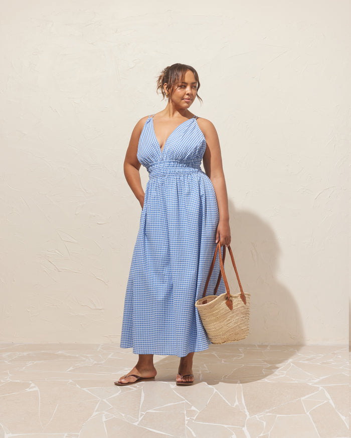 HERO MAXI DRESS BLUE GINGHAM