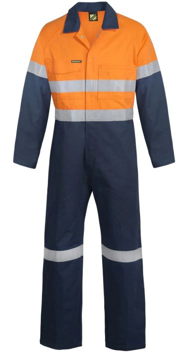 Hi Vis Two Tone Cotton Drill Coveralls with CSR Reflective Tape WC6093