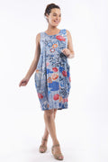 I Love Tunics Himeji Bubble Tunic Dress, lightweight, flowy tunic with a relaxed fit, shown in a vibrant fabric with a rounded neckline.