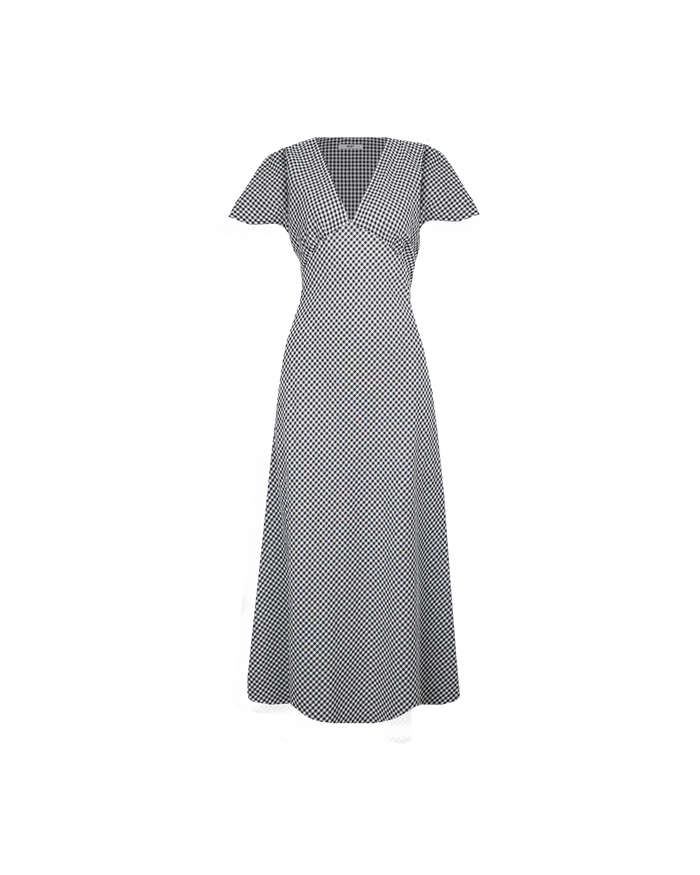 HONEY MIDI DRESS BLACK GINGHAM