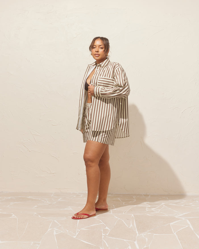 IDA SHIRT BROWN BUTTER STRIPE