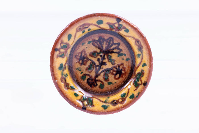 IGMA Jane Graber Redware Sgraffito Plate with Flower