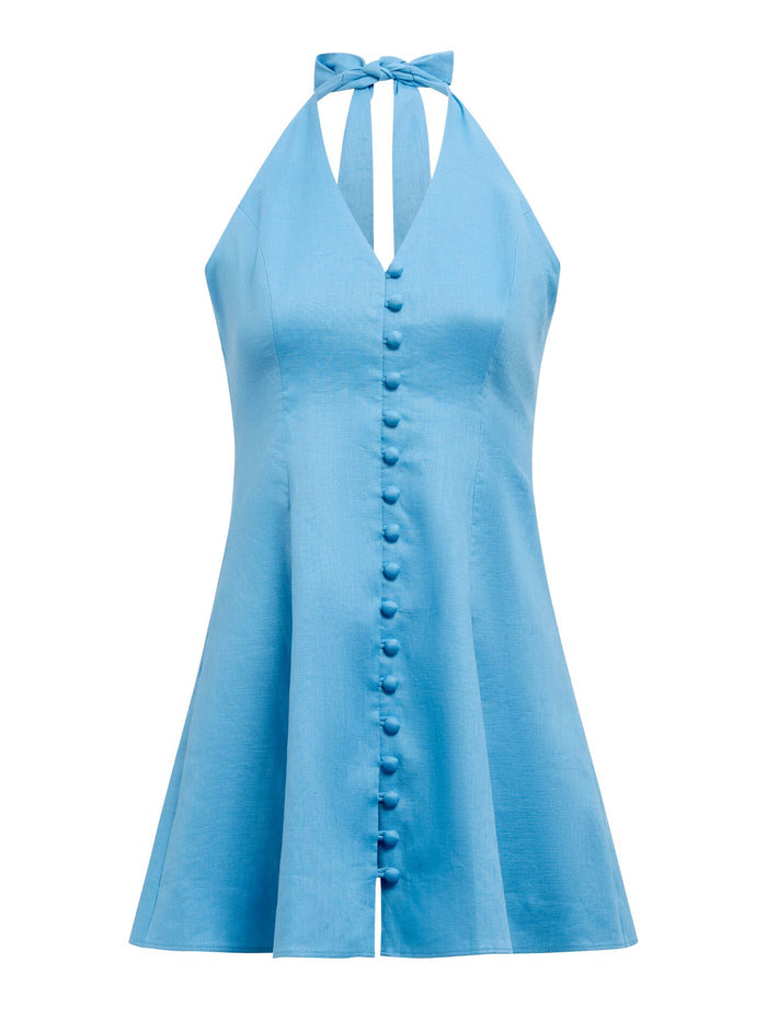 Ina Button Front Halter Mini Dress Forever New