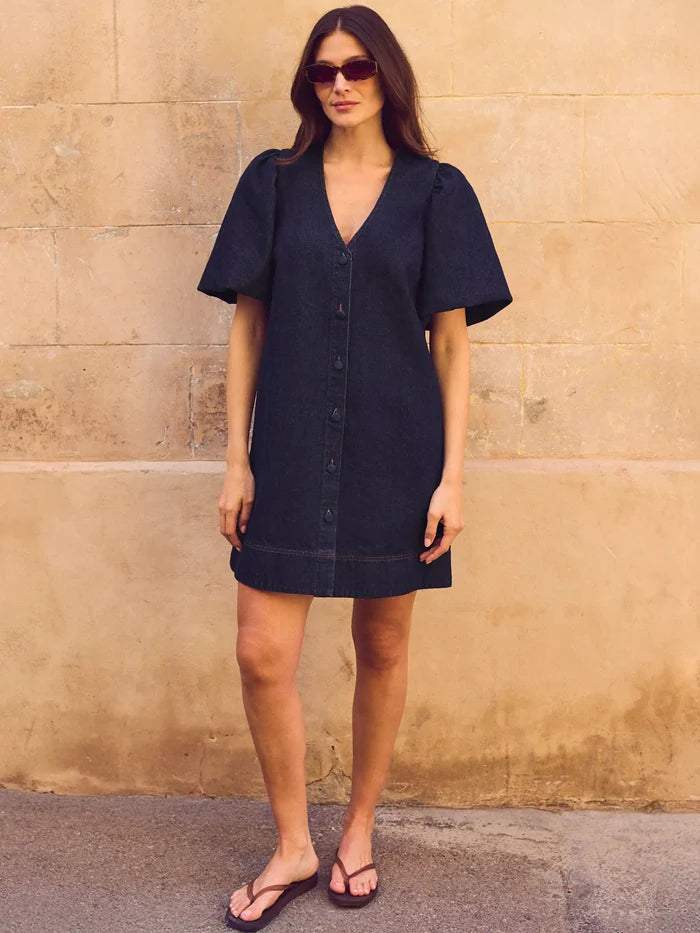 Indigo denim mini dress
