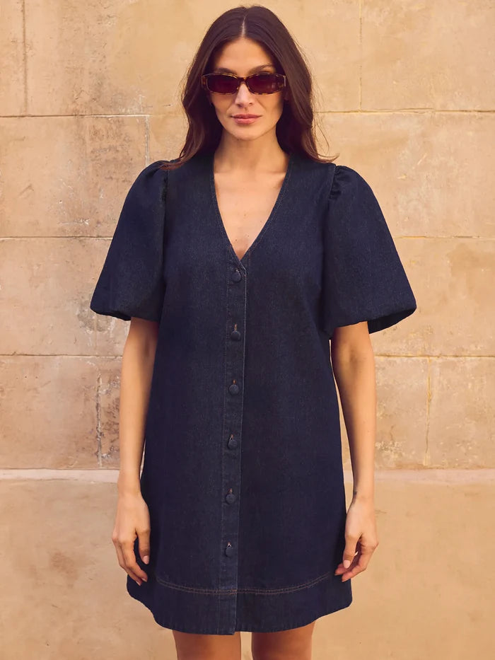 Indigo denim mini dress
