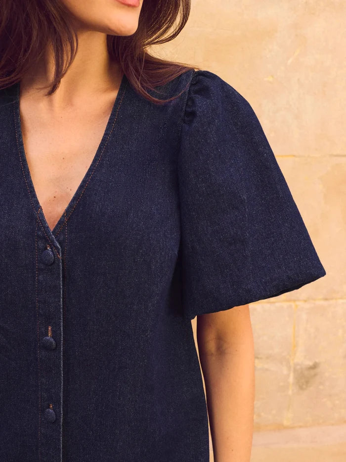 Indigo denim mini dress