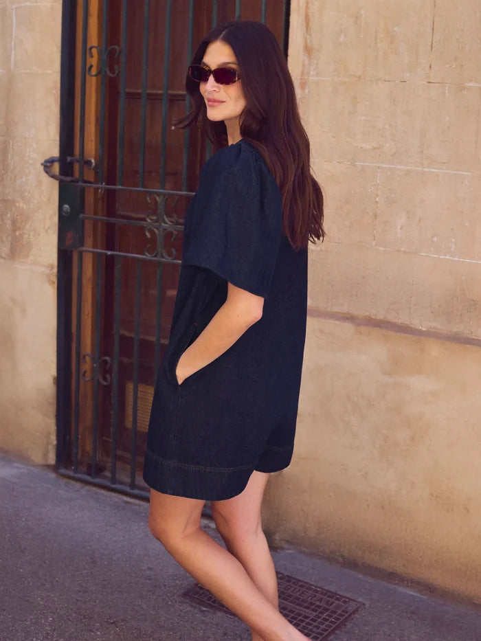 Indigo denim mini dress