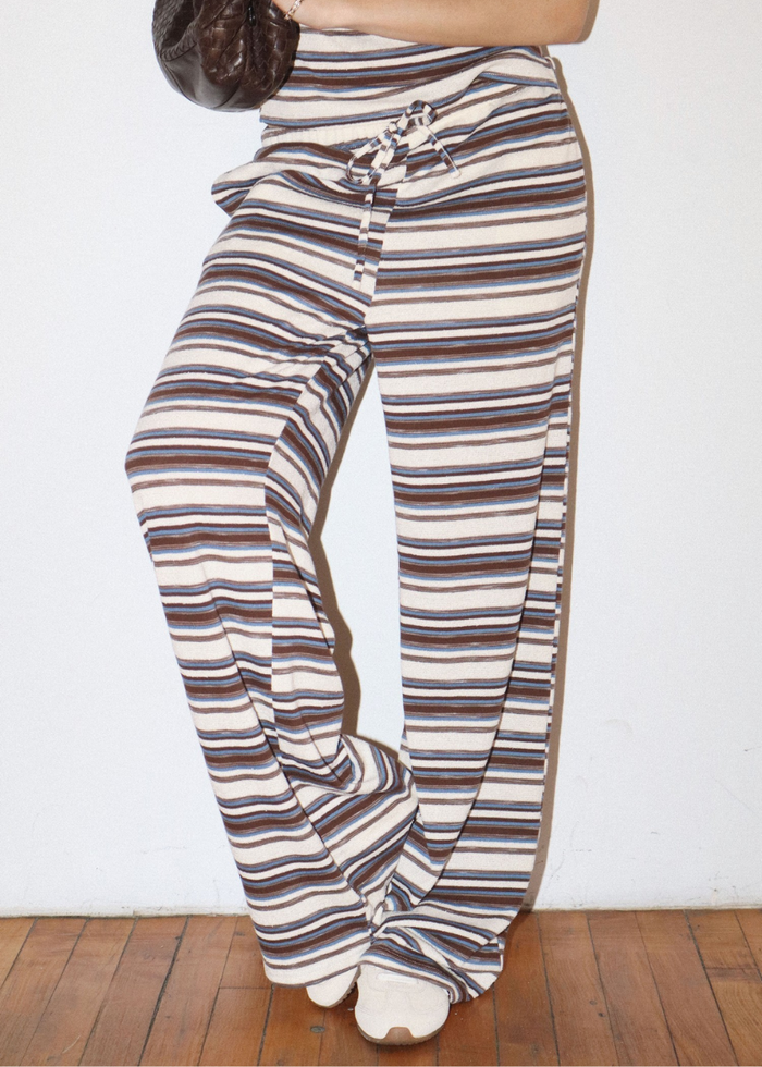Inga Striped Wide Leg Pant - Blue & Brown