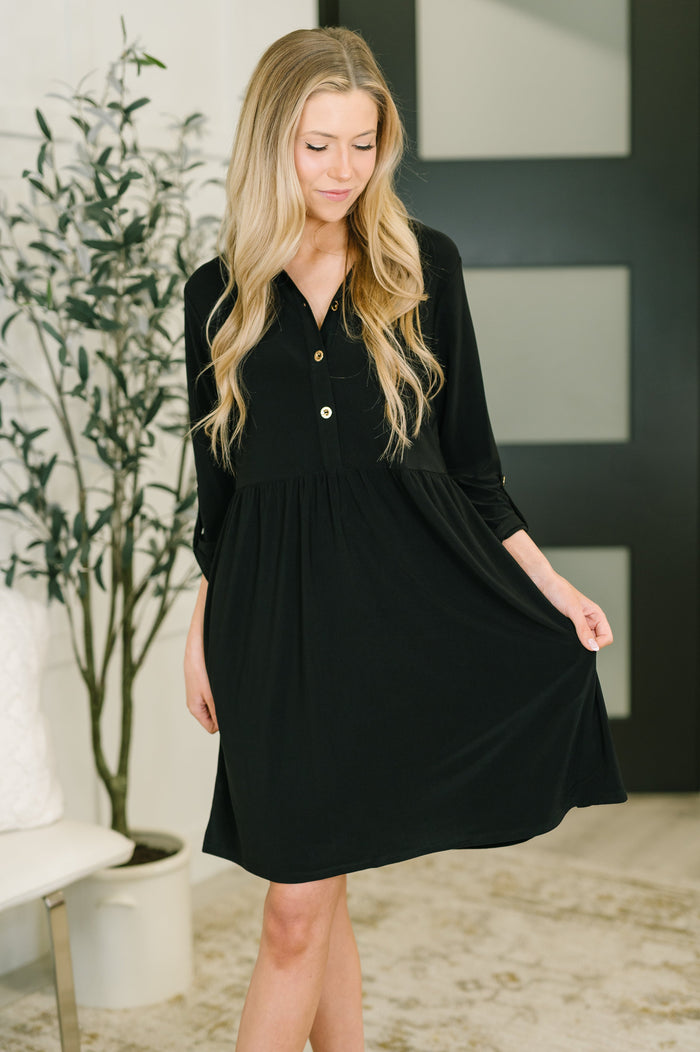 Inspire Collared Neck Dress in Black by Dear Scarlett