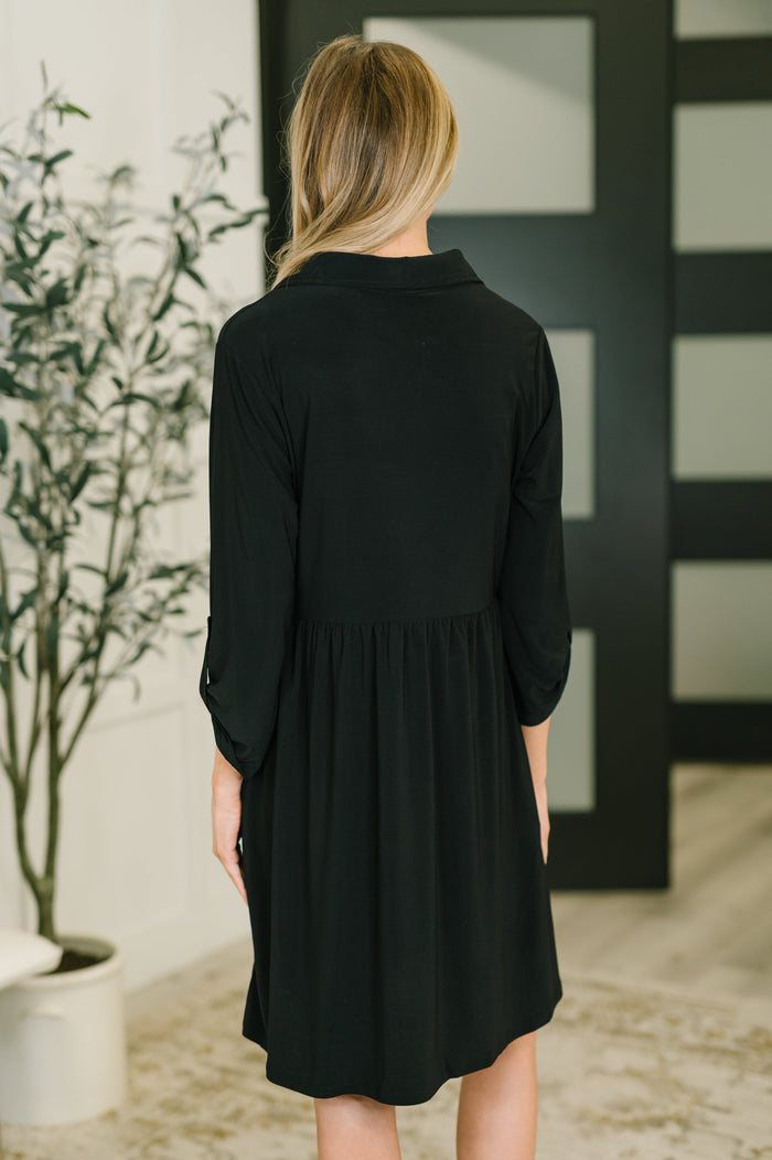 Inspire Collared Neck Dress in Black by Dear Scarlett