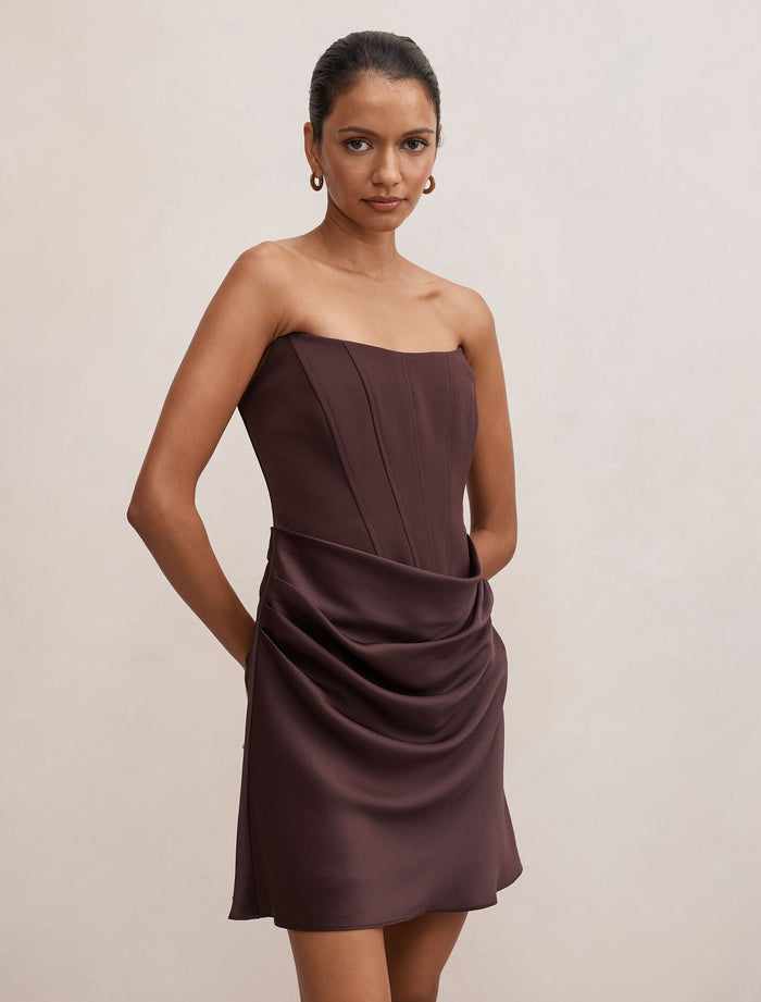 Isra Petite Drape Strapless Mini Dress Forever New