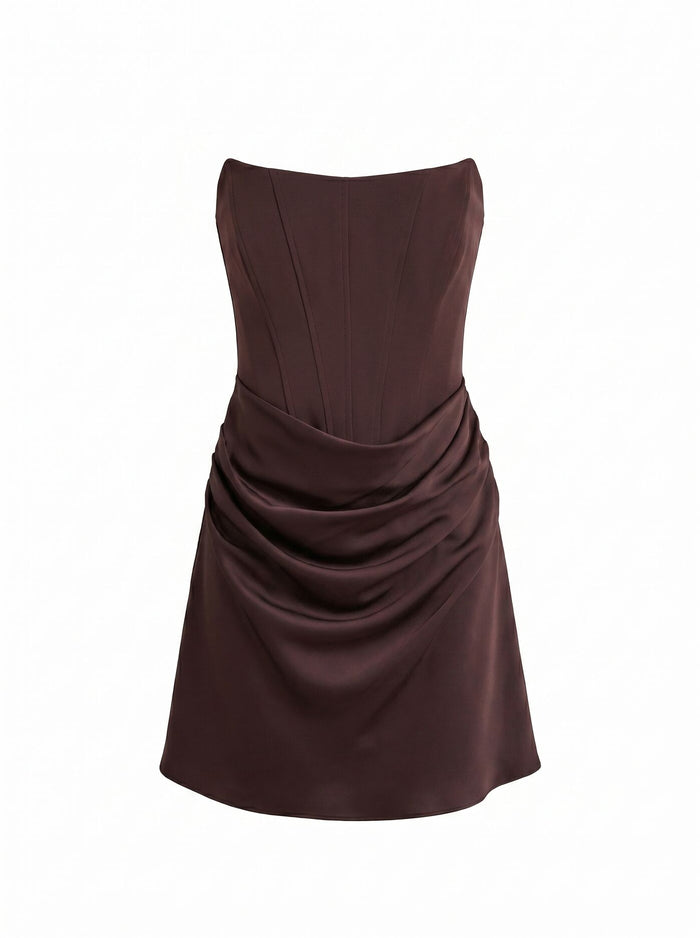 Isra Petite Drape Strapless Mini Dress Forever New