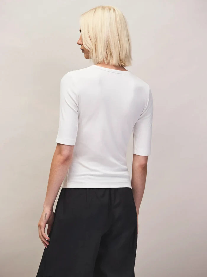 Ivory ribbed Henley top