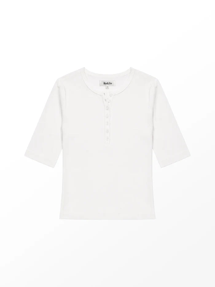 Ivory ribbed Henley top