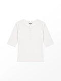 Ivory ribbed Henley top