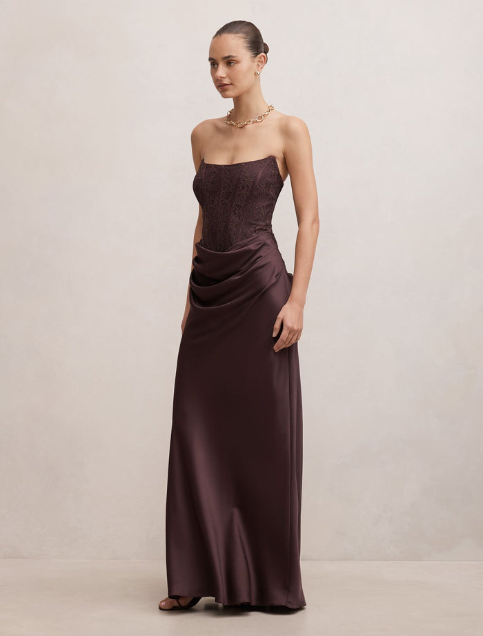 Ivy Lace Corset Drape Maxi Dress Forever New
