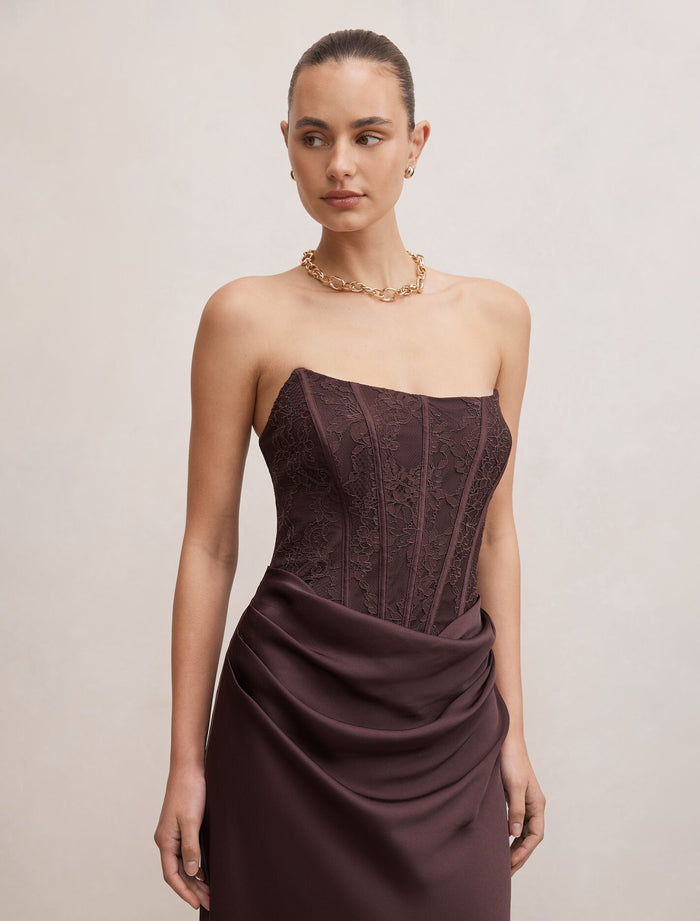 Ivy Lace Corset Drape Maxi Dress Forever New