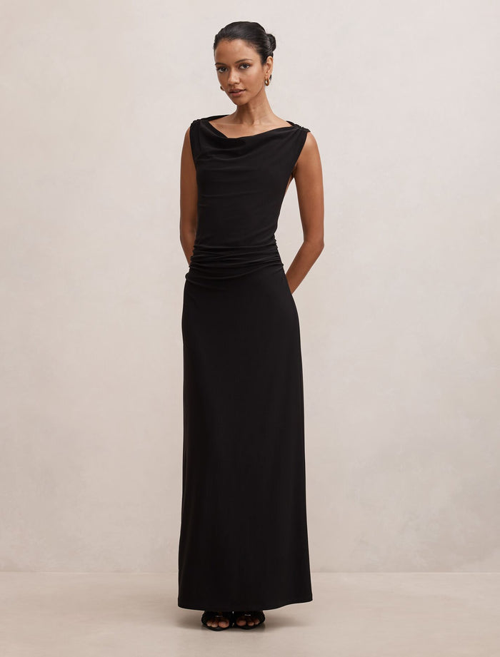 Jae Petite Bubble Back Hardware Maxi Dress Black Forever New