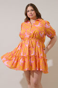 Jaidy Floral Stacie Button Down Mini Dress Curve
