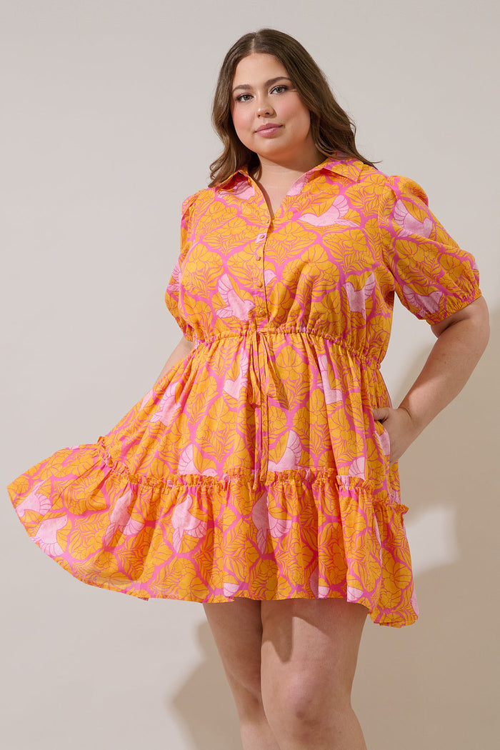 Jaidy Floral Stacie Button Down Mini Dress Curve