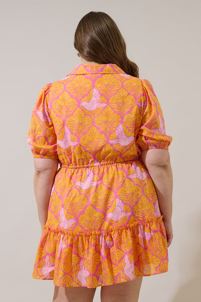 Jaidy Floral Stacie Button Down Mini Dress Curve