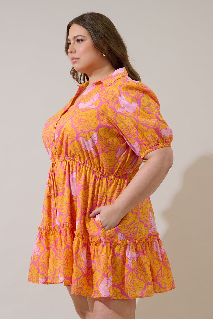 Jaidy Floral Stacie Button Down Mini Dress Curve