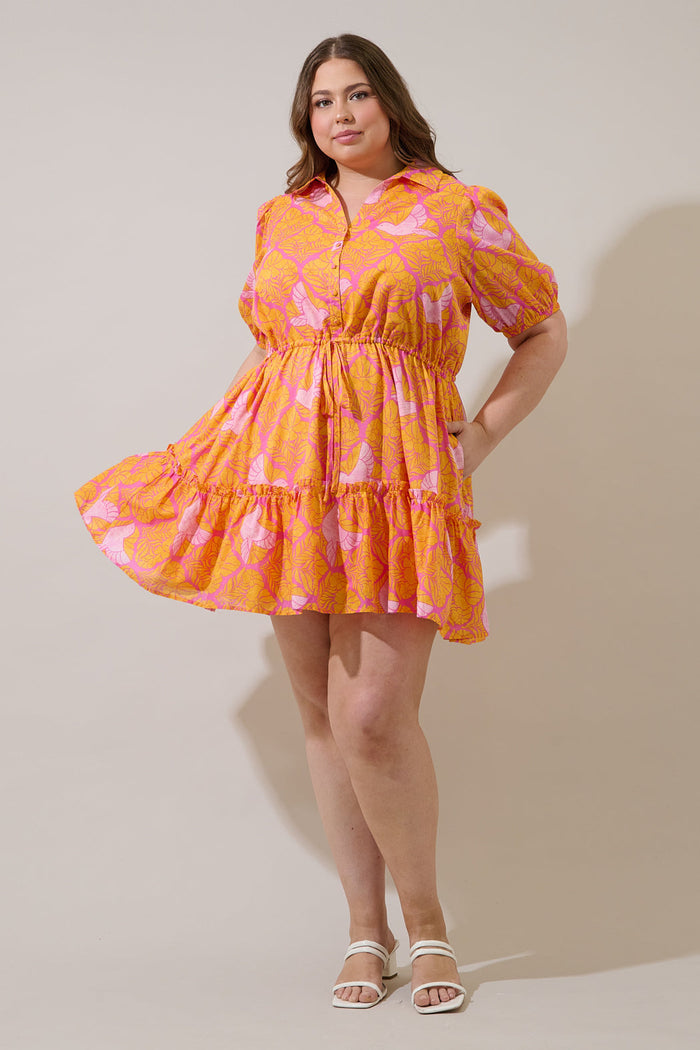 Jaidy Floral Stacie Button Down Mini Dress Curve