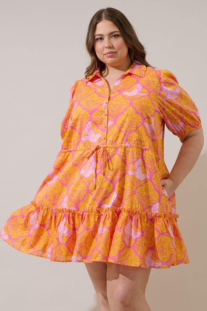 Jaidy Floral Stacie Button Down Mini Dress Curve