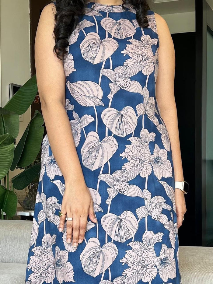 Jasmine Closed Neck Coord Set- Blue Tropicals