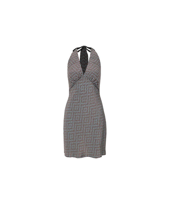 JEAN SILK MINI DRESS GEOMETRIC PRINT