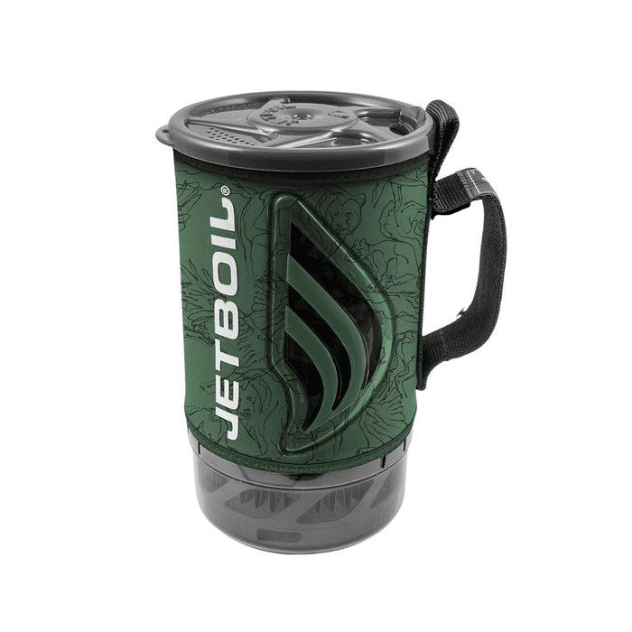 Jetboil Flash gas camping stove cooking pot with insulating neoprene sleeve