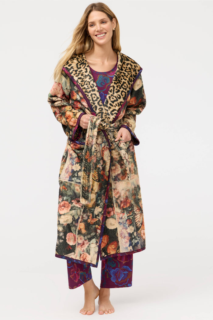 Floral and leopard robe