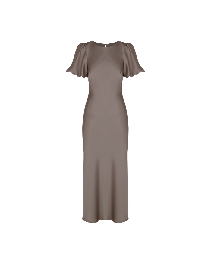 KENDALL SATIN DRESS CHARCOAL