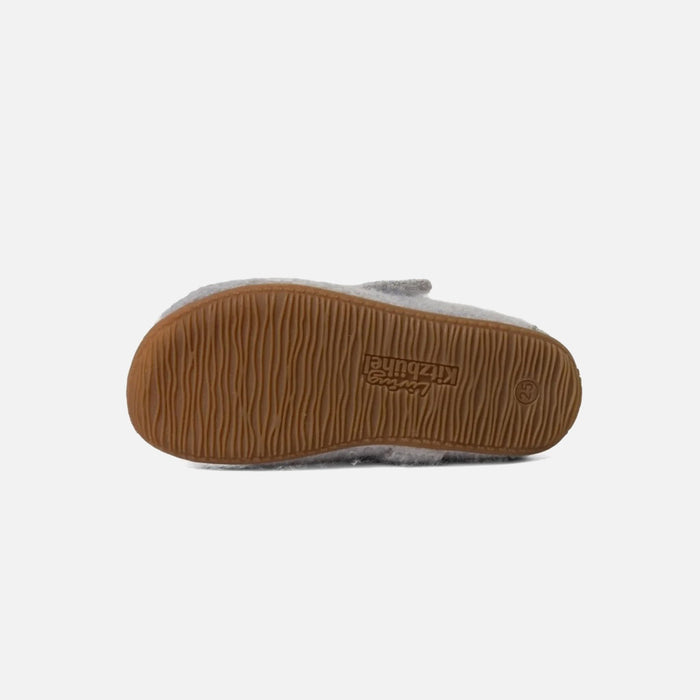 Kids Boiled Wool Ballerina Slipper Shoe - Light Grey Kitten