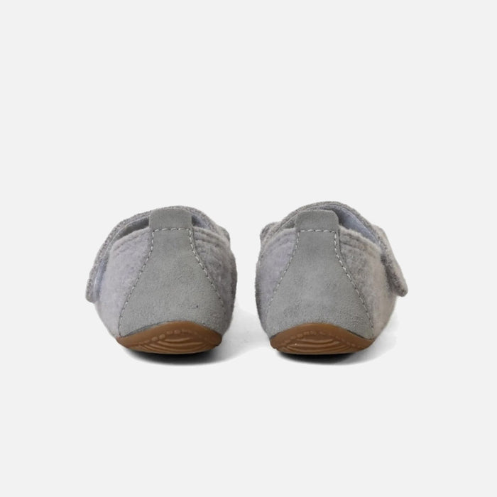Kids Boiled Wool Ballerina Slipper Shoe - Light Grey Kitten