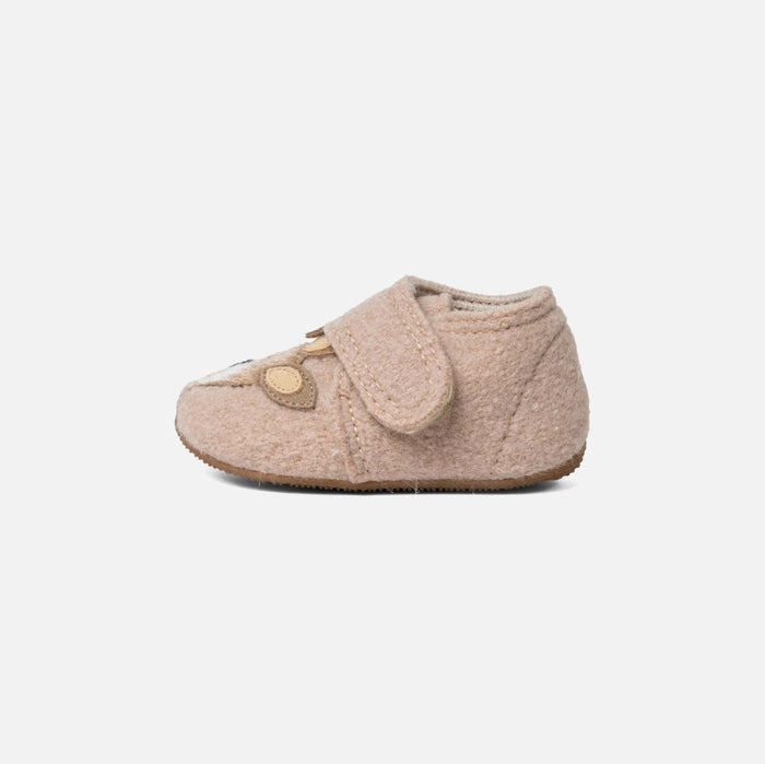 Kids Boiled Wool Bambi Slipper Shoe - Light Angora