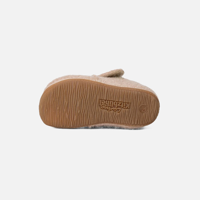 Kids Boiled Wool Bambi Slipper Shoe - Light Angora