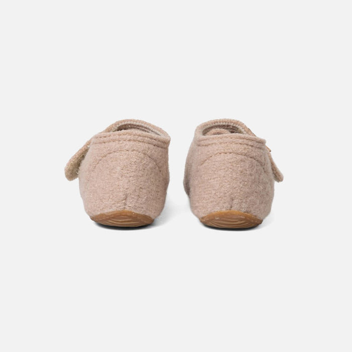 Kids Boiled Wool Bambi Slipper Shoe - Light Angora