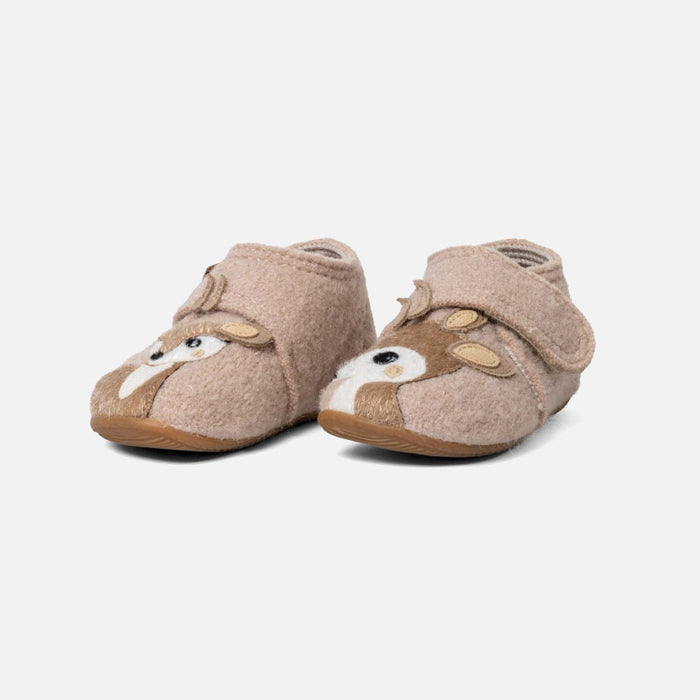 Kids Boiled Wool Bambi Slipper Shoe - Light Angora