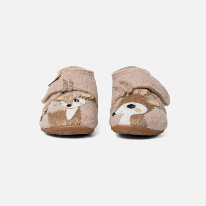 Kids Boiled Wool Bambi Slipper Shoe - Light Angora
