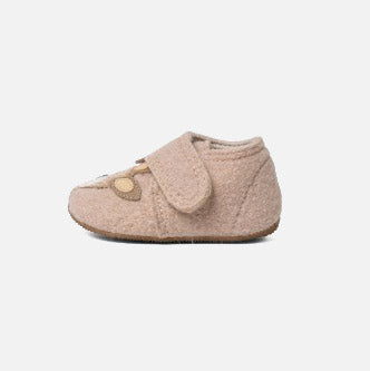 Kids Boiled Wool Bambi Slipper Shoe - Light Angora