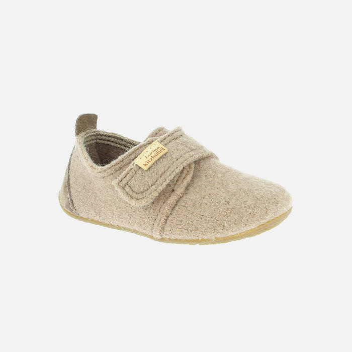 Kids Boiled Wool Slipper Shoe - Taupe